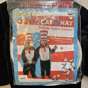 DR SEUSS THE CAT in the HAT Halloween Costume Size 2-4T With Hat Plush Style